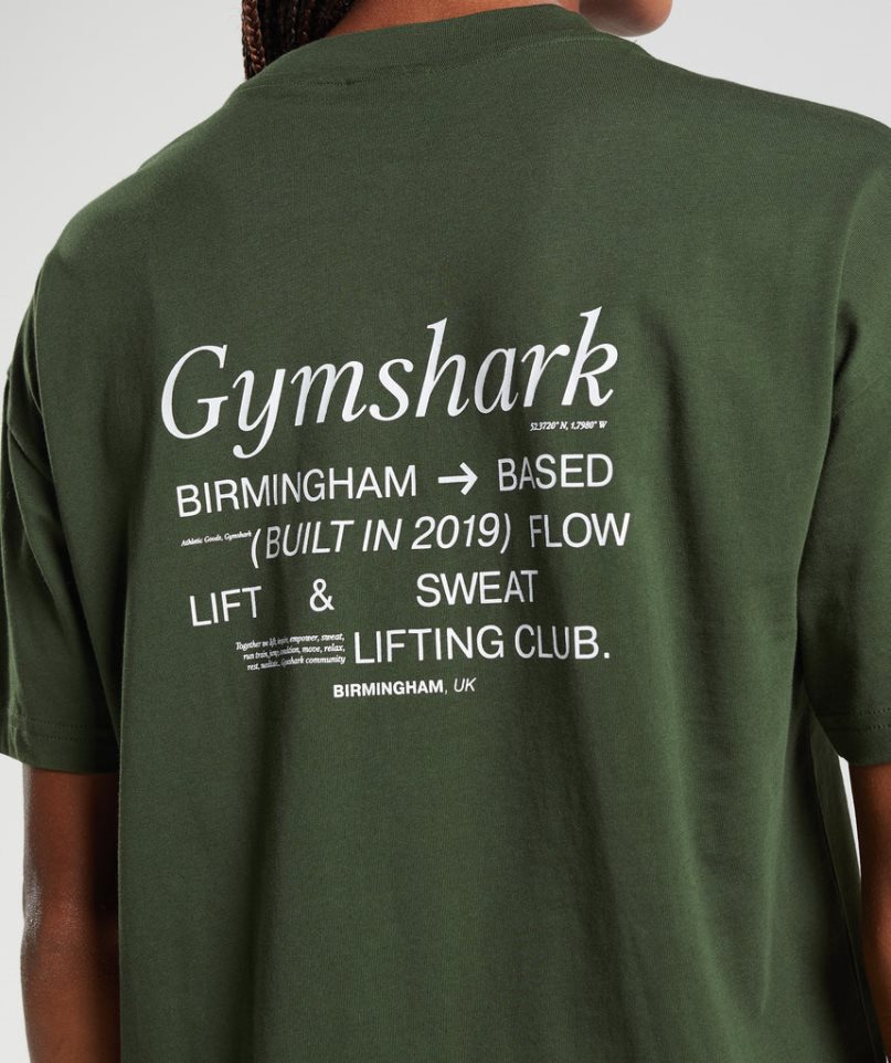 Women's Gymshark Social Club Oversized T-Shirts Olive | CA 5310D6